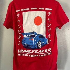 Undefeated Red Short-Sleeve Racing Graphic Tee with Blue Car